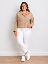 Plus Size Women Buttoned Crop Jacket