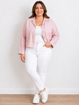 Plus Size Women Buttoned Crop Jacket