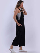 Women Plain Cotton Strappy Dungaree