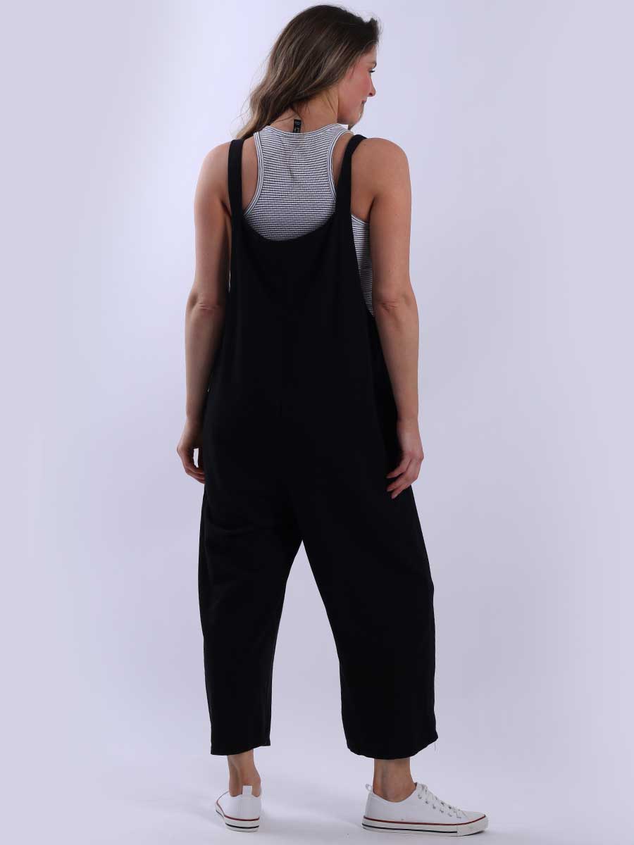 Women Plain Cotton Strappy Dungaree