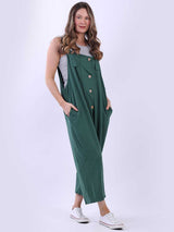 Plain Cotton Dungaree Bottle Green