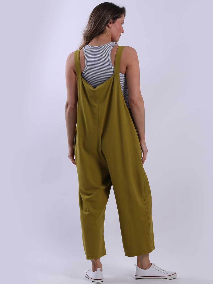 Women Plain Cotton Strappy Dungaree