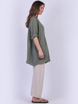 Solid Linen Baggy Summer Top