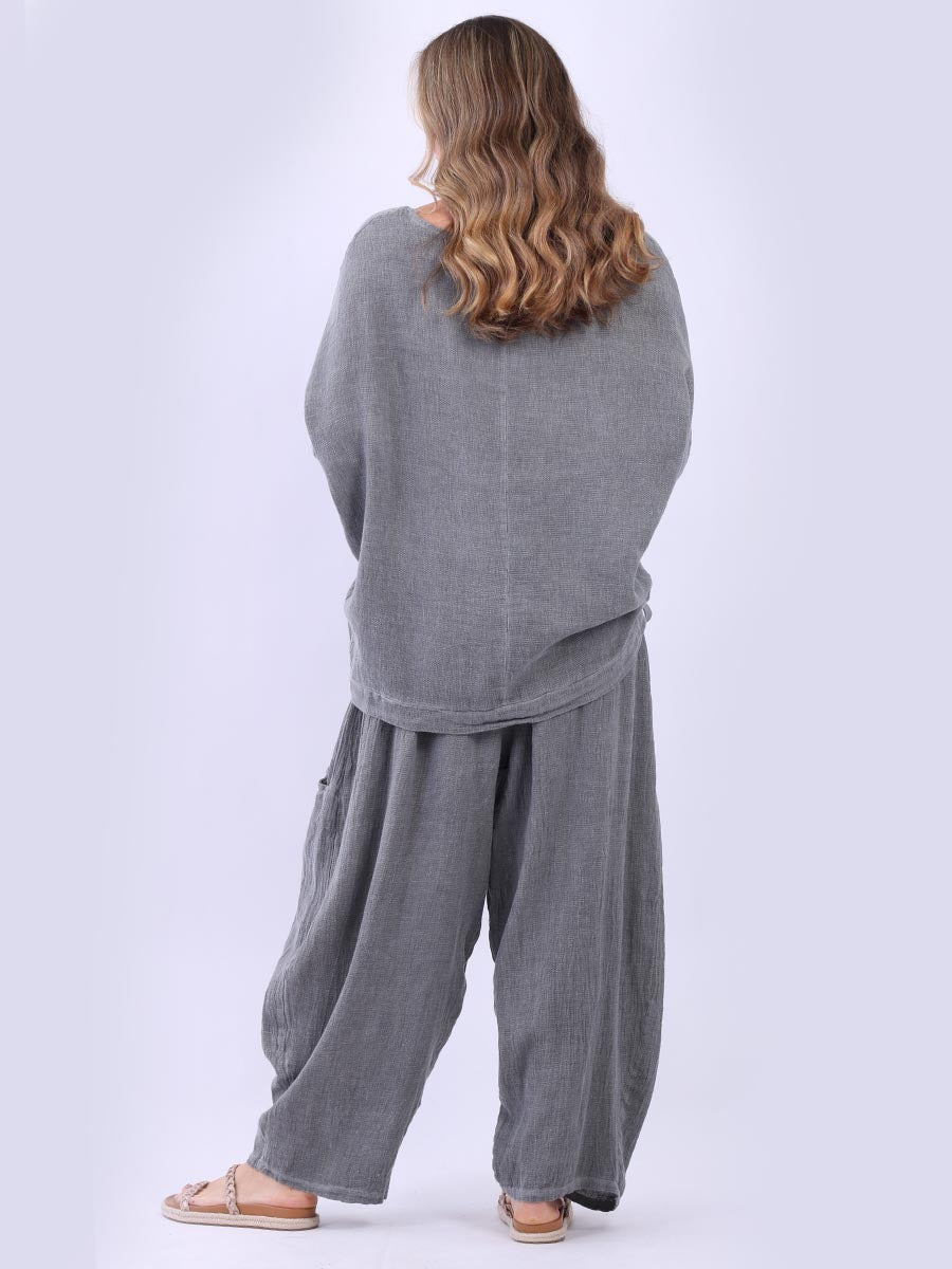 Acid Washed Linen Solid Batwing Top