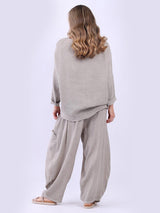 Acid Washed Linen Solid Batwing Top