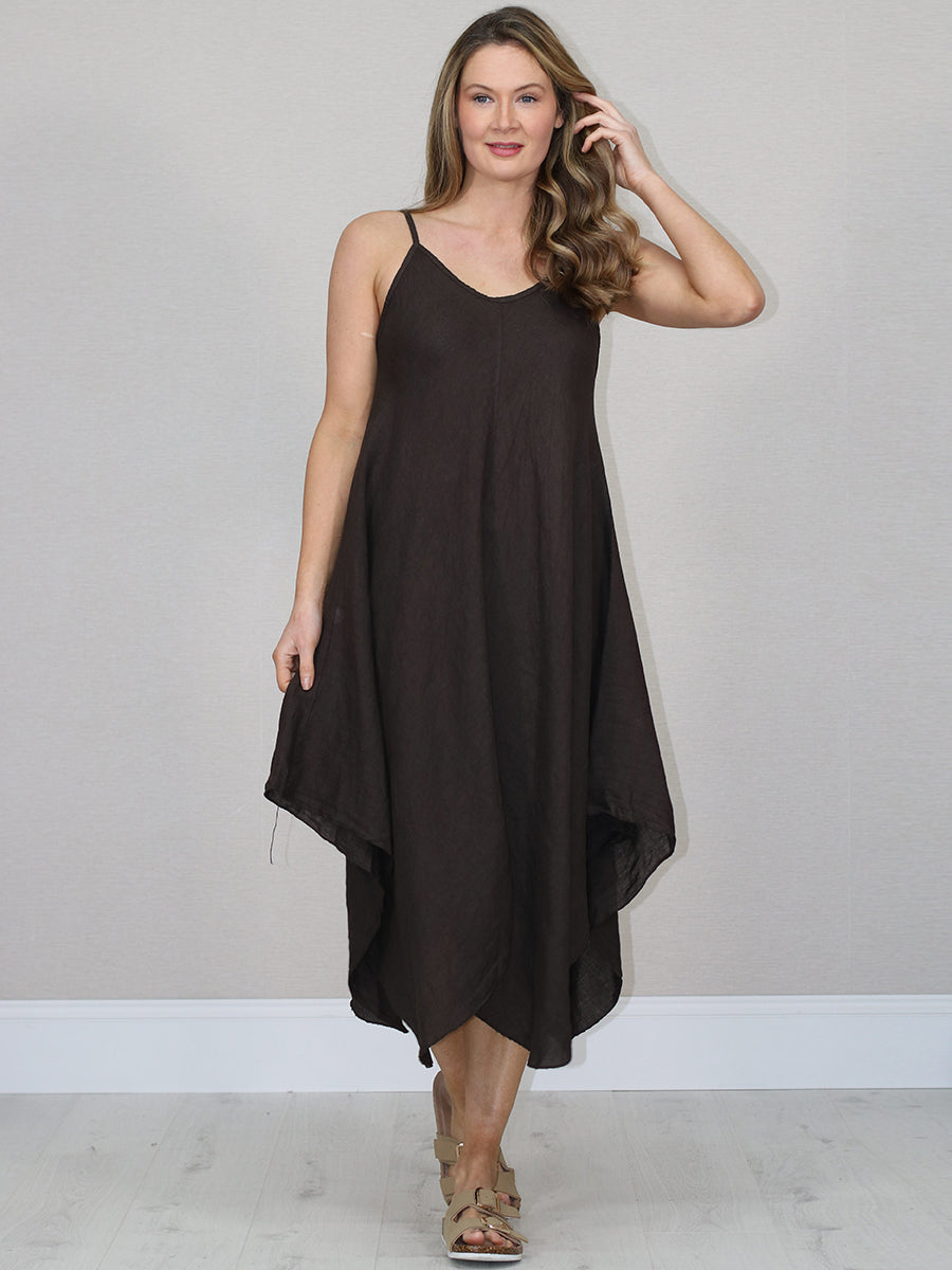 Linen Cami Dress Chocolate