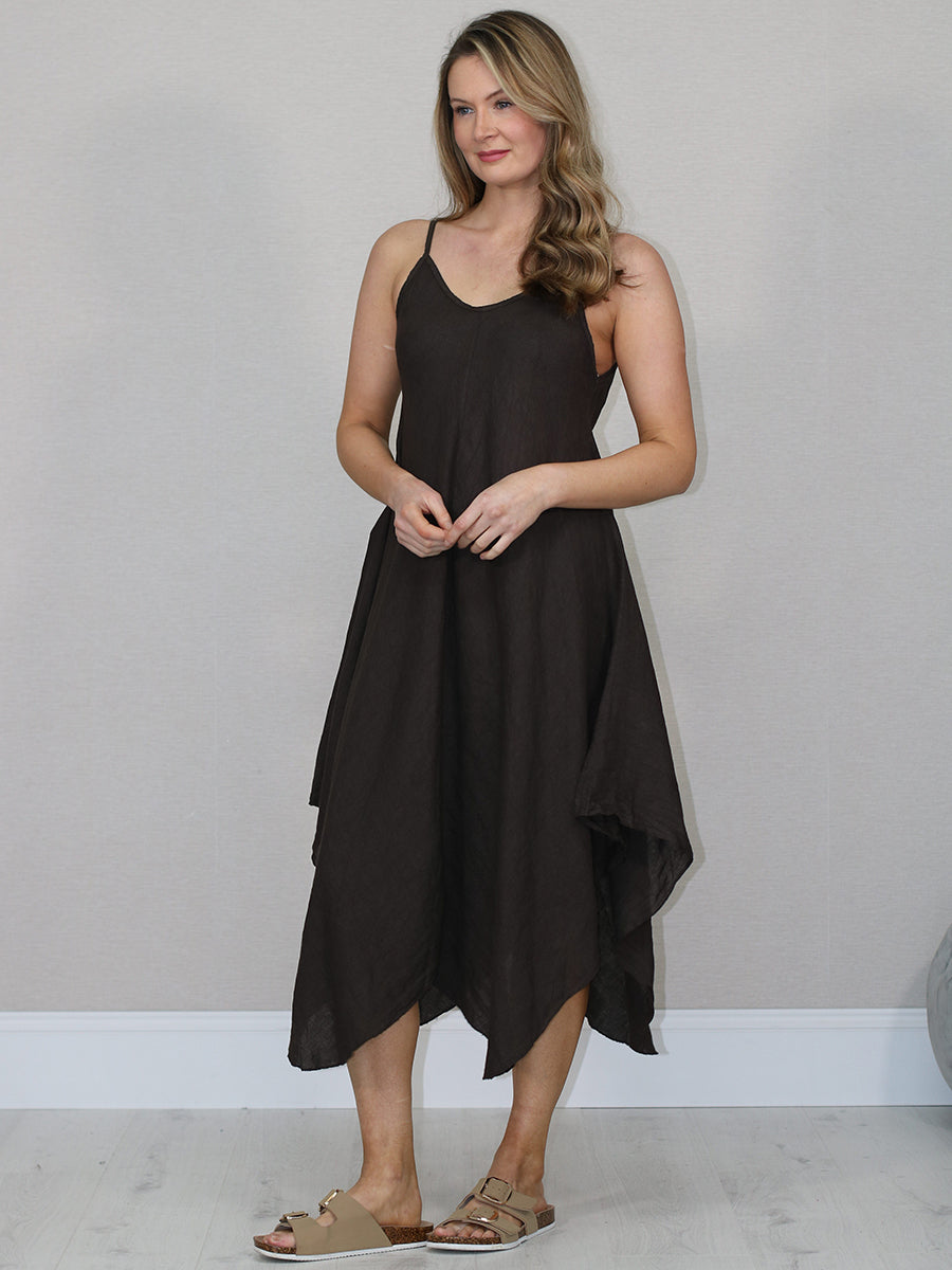 Sleeveless Plain Linen Cami Dress