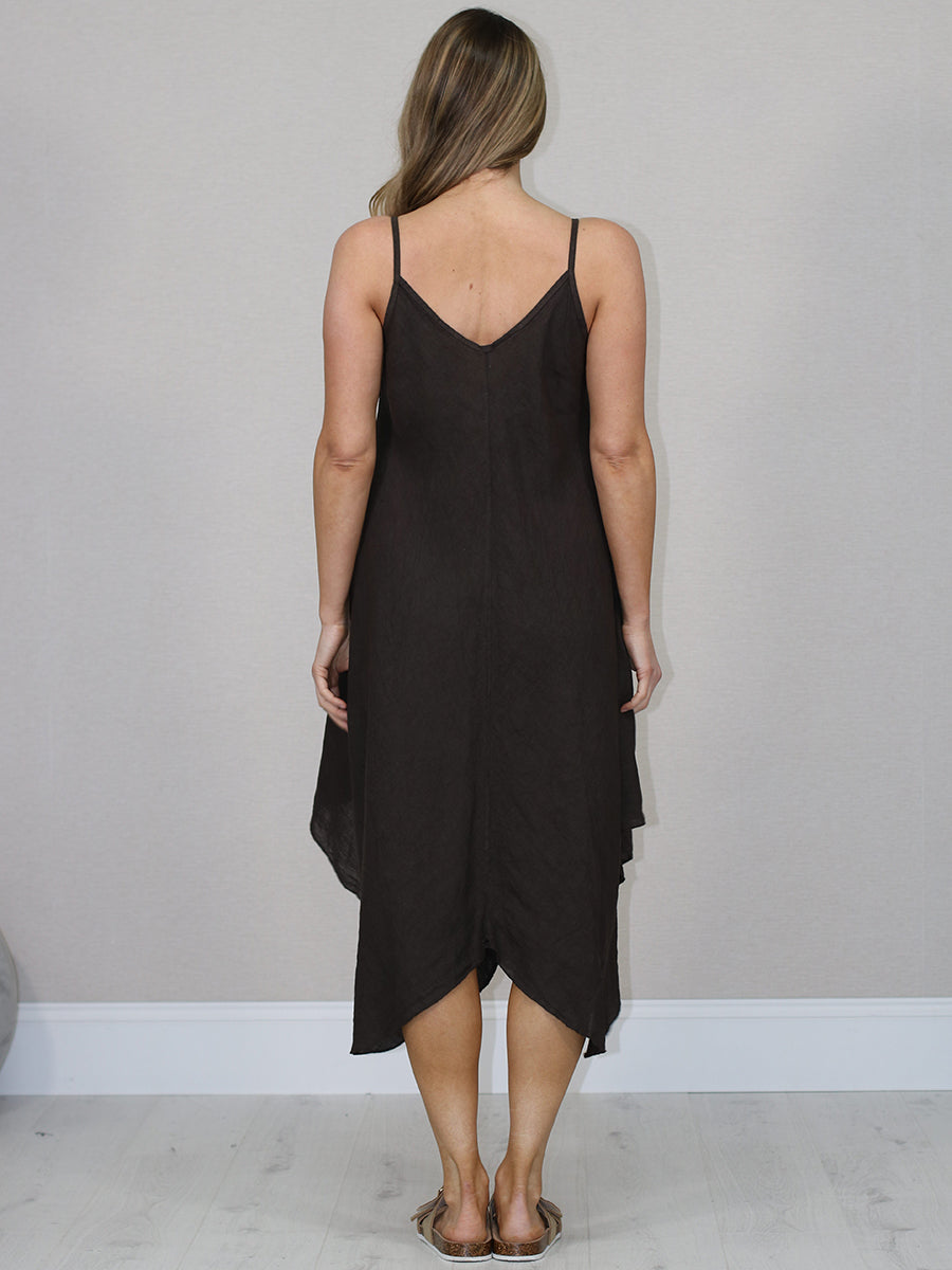 Sleeveless Plain Linen Cami Dress