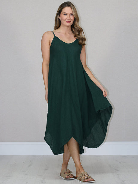 Linen Cami Dress Green