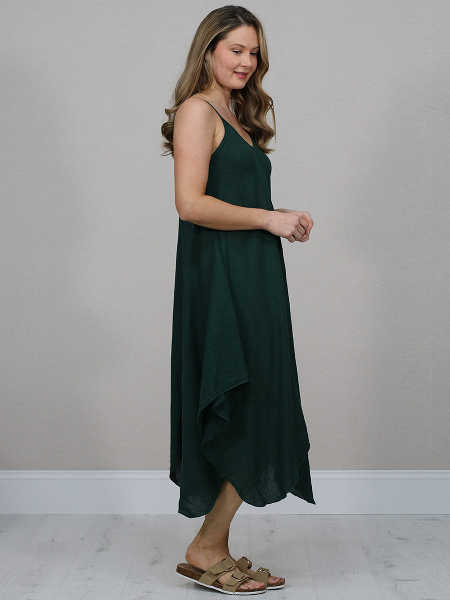 Sleeveless Plain Linen Cami Dress