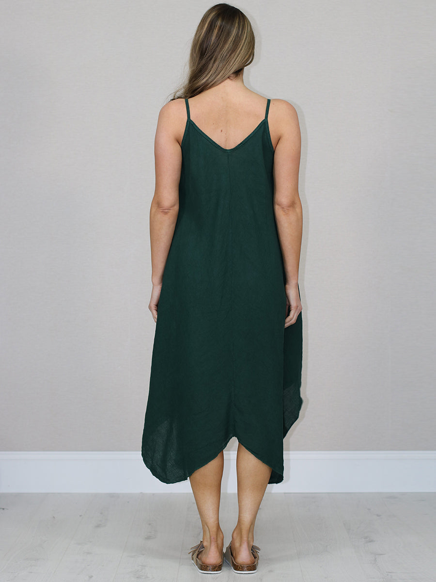 Sleeveless Plain Linen Cami Dress