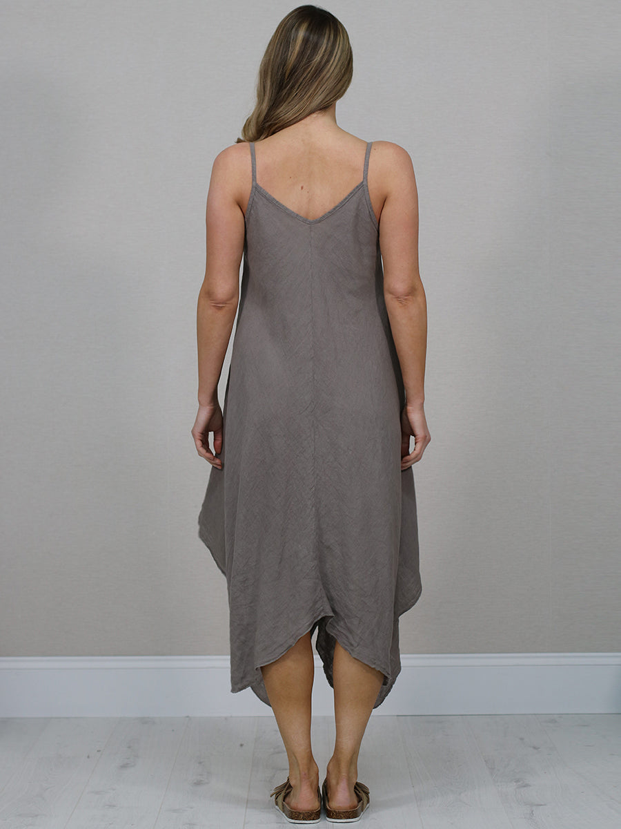 Sleeveless Plain Linen Cami Dress