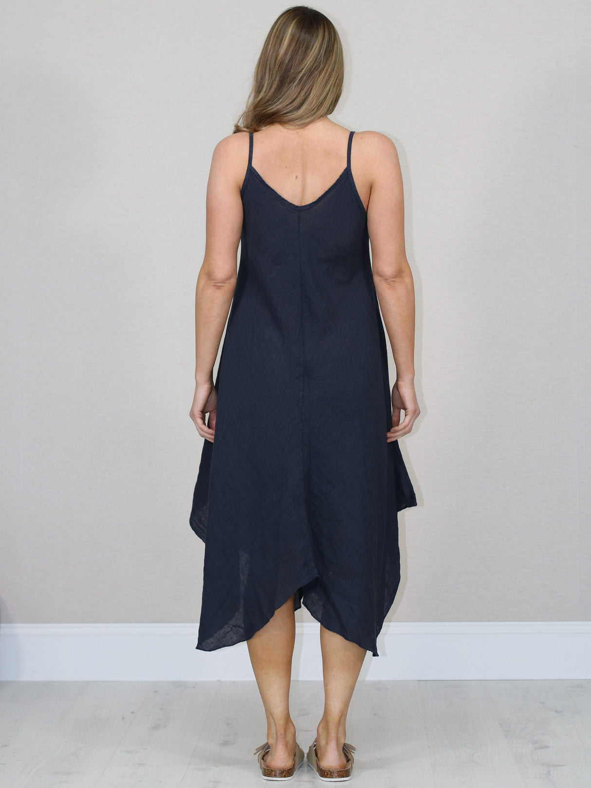 Sleeveless Plain Linen Cami Dress