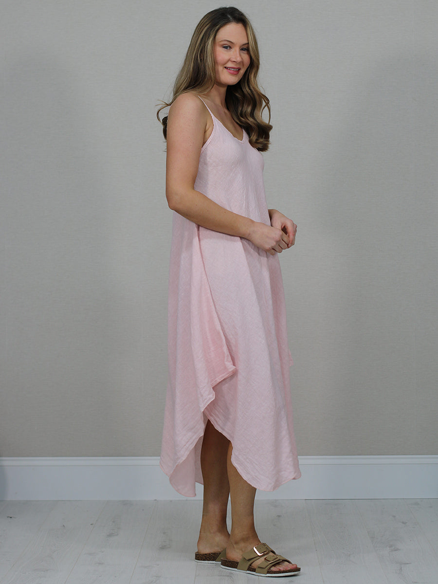 Sleeveless Plain Linen Cami Dress