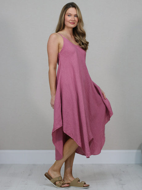 Sleeveless Plain Linen Cami Dress