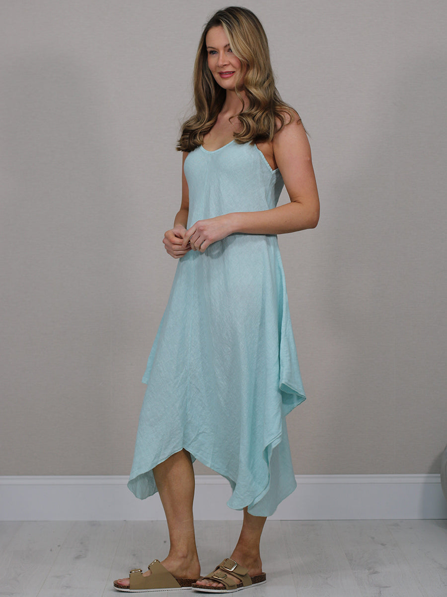 Sleeveless Plain Linen Cami Dress