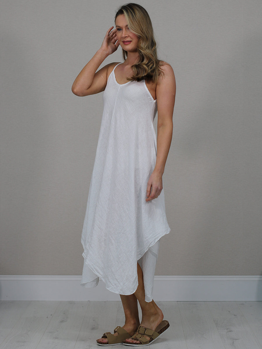 Sleeveless Plain Linen Cami Dress