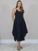 Linen Cami Dress Navy