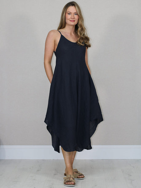 Linen Cami Dress Navy
