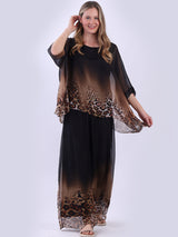 Ladies Batwing 2 Layered Leopard Silk Tunic Top