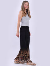 Women Wide Leg Leopard Print Harem Silk Trouser