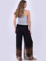 Women Wide Leg Leopard Print Harem Silk Trouser