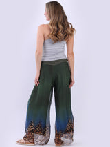 Women Wide Leg Leopard Print Harem Silk Trouser