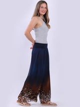 Women Wide Leg Leopard Print Harem Silk Trouser