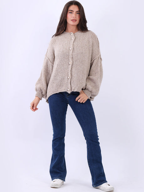 Women Button Down Woolen Knit Crop Cardigan