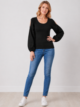 Cold Shoulder Cotton Tee Black