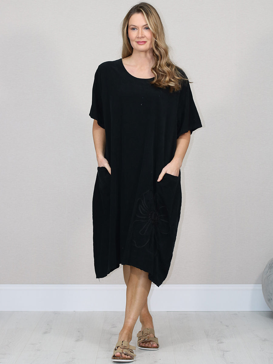 Solid Cotton Dress Black