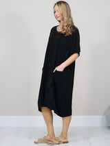 Floral Applique Baggy Cotton Dress