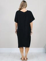 Floral Applique Baggy Cotton Dress