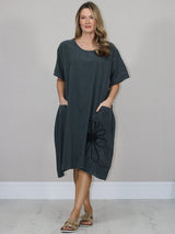 Solid Cotton Dress Charcoal