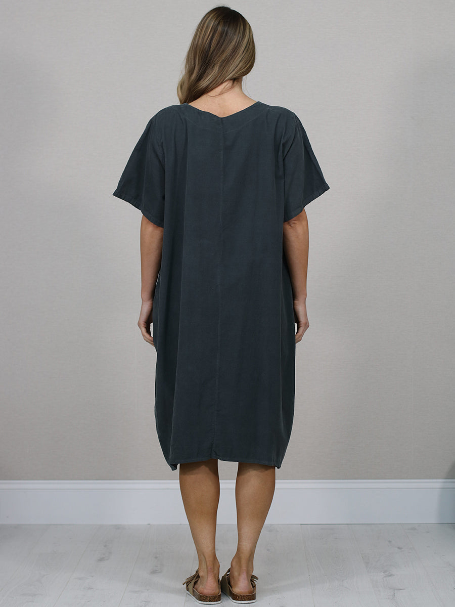 Floral Applique Baggy Cotton Dress