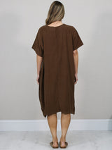 Floral Applique Baggy Cotton Dress