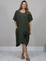 Solid Cotton Dress Khaki