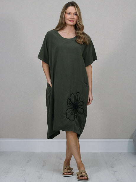 Solid Cotton Dress Khaki