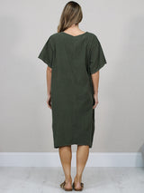 Floral Applique Baggy Cotton Dress