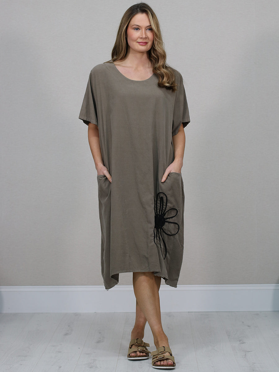 Solid Cotton Dress Mocha