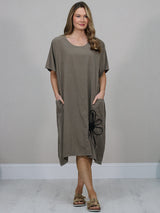 Solid Cotton Dress Mocha