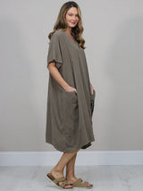 Floral Applique Baggy Cotton Dress