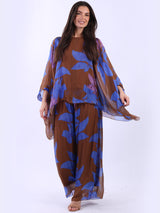 2 Layered Floral Batwing Silk Tunic Top