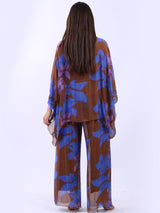 2 Layered Floral Batwing Silk Tunic Top