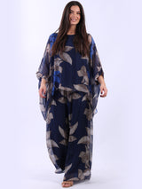 2 Layered Floral Batwing Silk Tunic Top