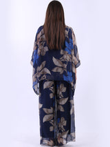 2 Layered Floral Batwing Silk Tunic Top