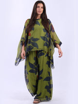 2 Layered Floral Batwing Silk Tunic Top