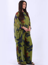 2 Layered Floral Batwing Silk Tunic Top