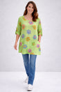 Flower Print Cotton Shirt Lime Green