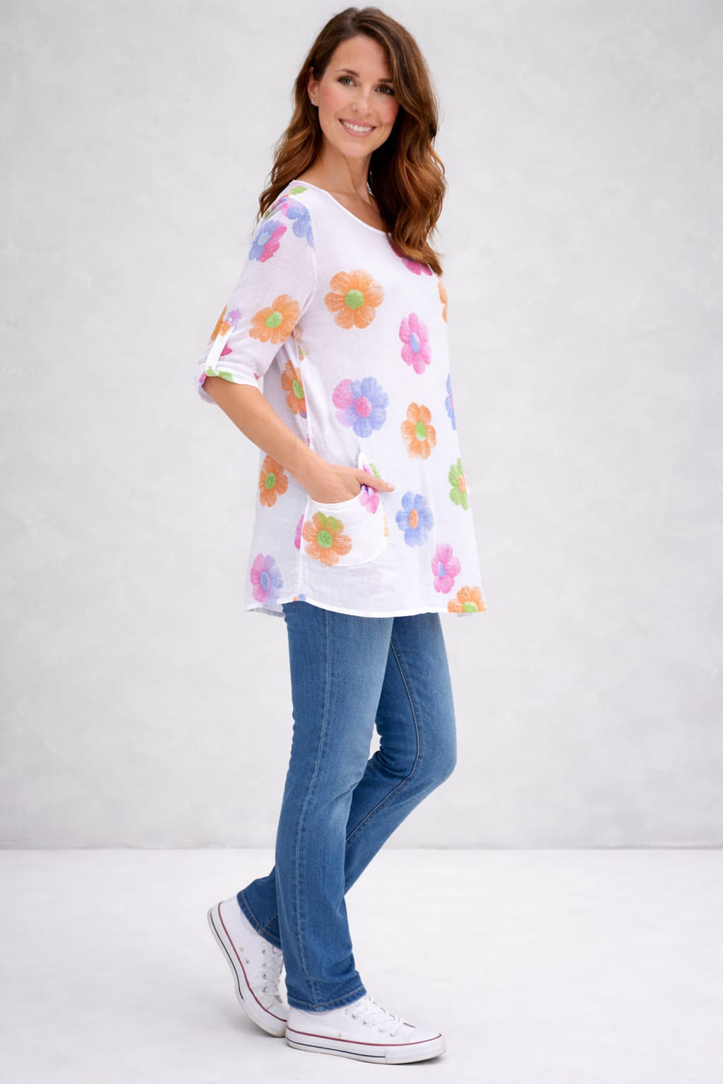 Oversized Floral Cotton Boxy Top